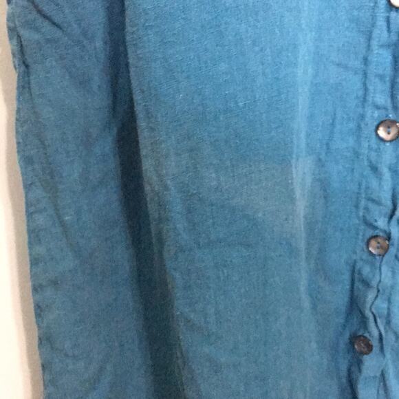 Vintage Sunbelt 100% linen fruit print button up long sleeve maxi dress sz L - Picture 7 of 8